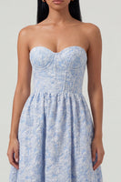 Load image into Gallery viewer, Sweetheart Corset Floral A Line Blue Maxi Formal Dress