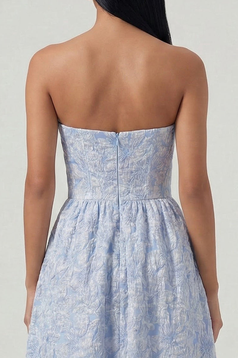 Load image into Gallery viewer, Sweetheart Corset Floral A Line Blue Maxi Formal Dress