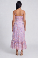 Load image into Gallery viewer, Lilac Spaghetti Straps Floral A Line Maxi Formal Dress with Slit
