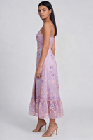 Load image into Gallery viewer, Lilac Spaghetti Straps Floral A Line Maxi Formal Dress with Slit