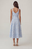 Load image into Gallery viewer, Blue Floral Thick Straps Ruched A Line Maxi Formal Dress