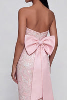 Load image into Gallery viewer, Sparkly Pink Floral Mermaid Strapless Maxi Formal Dress with Bow