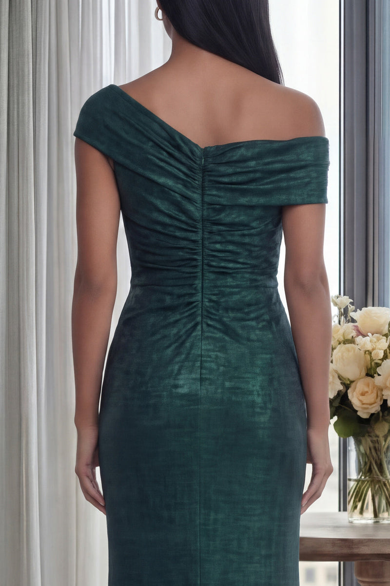 Load image into Gallery viewer, Glitter Mermaid One Shoulder Dark Green Long Formal Dress