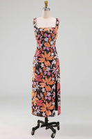 Load image into Gallery viewer, Black Floral Jacquard Sheath Long Prom Dress with Slit