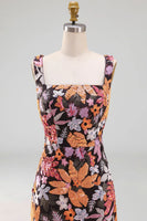 Load image into Gallery viewer, Black Floral Jacquard Sheath Long Prom Dress with Slit