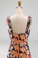 Load image into Gallery viewer, Black Floral Jacquard Sheath Long Prom Dress with Slit