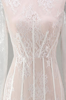 Load image into Gallery viewer, White Corset High Neck Lace A Line Maxi Boho Wedding Dress with Sleeves