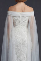 Load image into Gallery viewer, Sparkly White Off the Shoulder Mermaid Beaded Maxi Floral Boho Wedding Dress