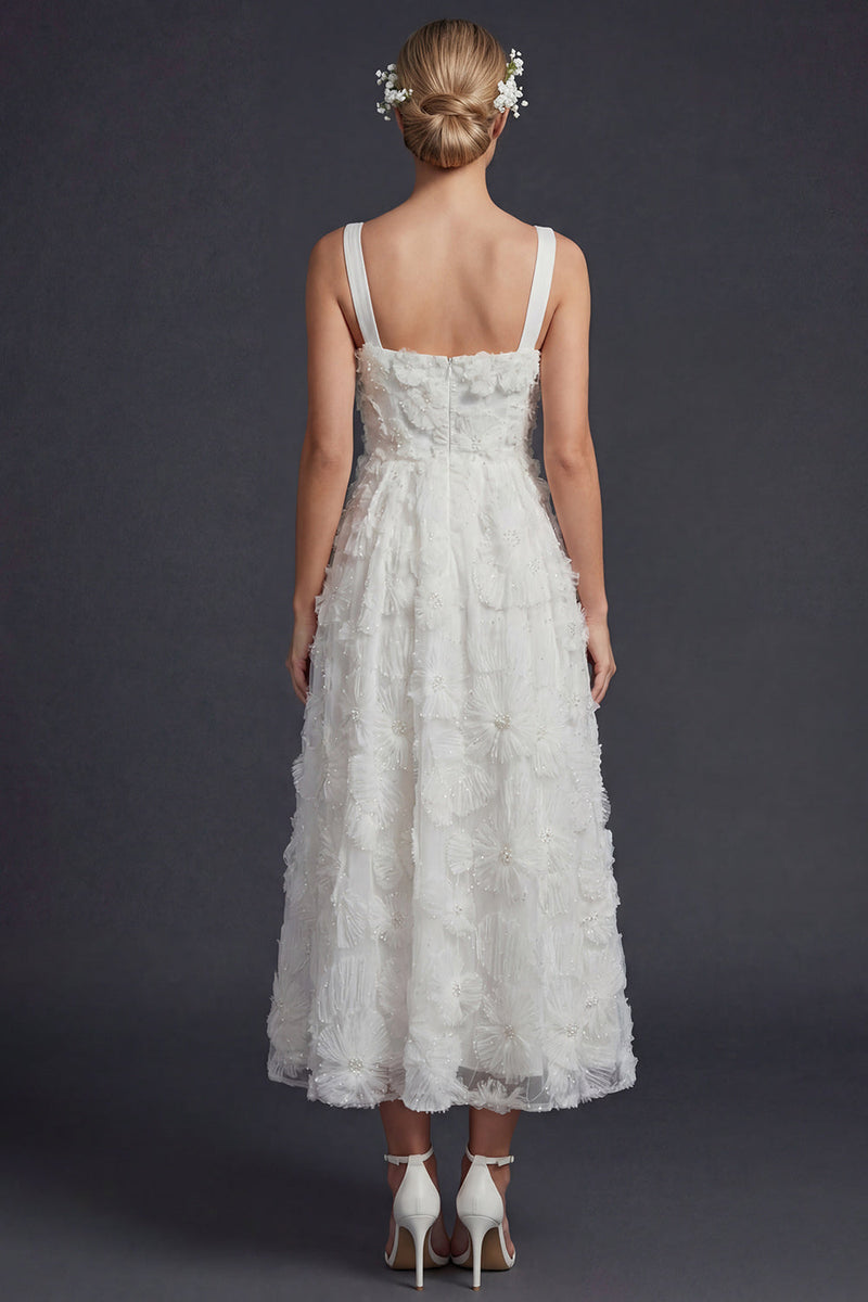 Load image into Gallery viewer, Sparkly White Maxi Beaded Boho Floral Wedding Dress with Beading