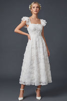 Load image into Gallery viewer, Sparkly White Ruffled Maxi Beaded Floral Boho Wedding Dress