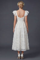 Load image into Gallery viewer, Sparkly White Ruffled Maxi Beaded Floral Boho Wedding Dress