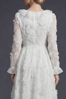 Load image into Gallery viewer, Sparkly White Ruffled Beaded Floral Boho Maxi Appliqued Wedding Dress