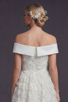 Load image into Gallery viewer, White Off the Shouler A Line Maxi Boho Wedding Dress with 3D Flowers
