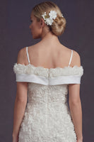 Load image into Gallery viewer, White Cold Shoulder Boho Short Wedding Dress with 3D Flowers