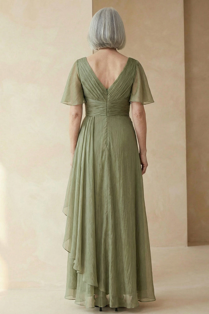 Load image into Gallery viewer, Dusty Sage A Line Long Mother of the Bride Dress with Sleeves