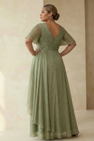 Load image into Gallery viewer, Dusty Sage A Line Long Mother of the Bride Dress with Sleeves