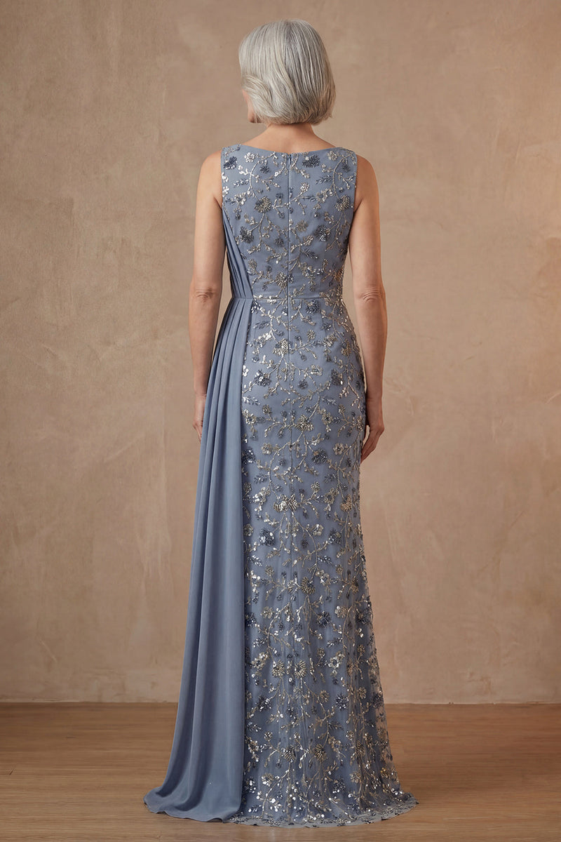 Load image into Gallery viewer, Twilight Floral Mermaid Long Mother of the Bride Dress with Side Cape