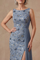 Load image into Gallery viewer, Twilight Floral Mermaid Long Mother of the Bride Dress with Side Cape