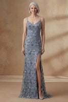 Load image into Gallery viewer, Twilight Mermaid Spaghetti Straps Floral Long Mother of the Bride Dress with Cape