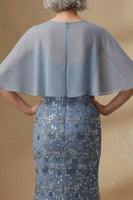 Load image into Gallery viewer, Twilight Mermaid Spaghetti Straps Floral Long Mother of the Bride Dress with Cape