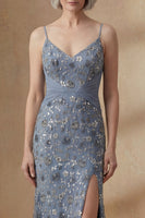 Load image into Gallery viewer, Twilight Mermaid Spaghetti Straps Floral Long Mother of the Bride Dress with Cape