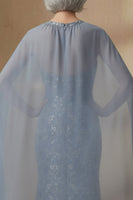 Load image into Gallery viewer, Mermaid Twilight Round Neck Floral Long Mother of the Bride Dress with Cape