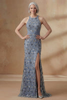 Load image into Gallery viewer, Twilight Halter Floral Long Mermaid Mother of the Bride Dress with Slit