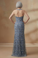 Load image into Gallery viewer, Twilight Halter Floral Long Mermaid Mother of the Bride Dress with Slit