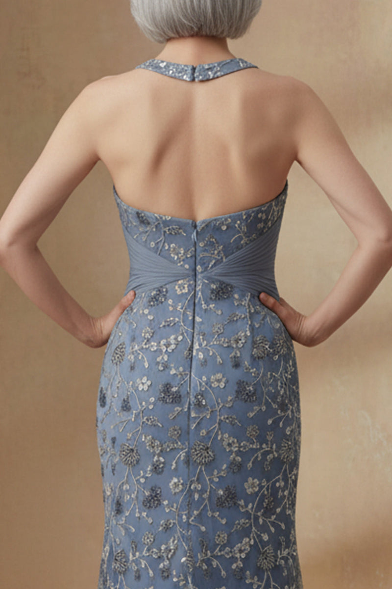 Load image into Gallery viewer, Twilight Halter Floral Long Mermaid Mother of the Bride Dress with Slit