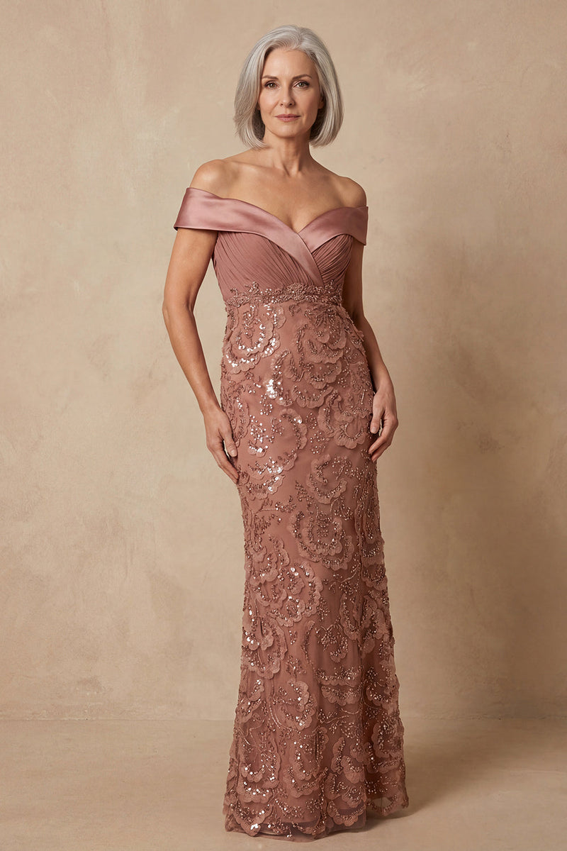 Load image into Gallery viewer, Sparkly Desert Rose Mermaid Floral Beaded Long Mother of the Bride Dress