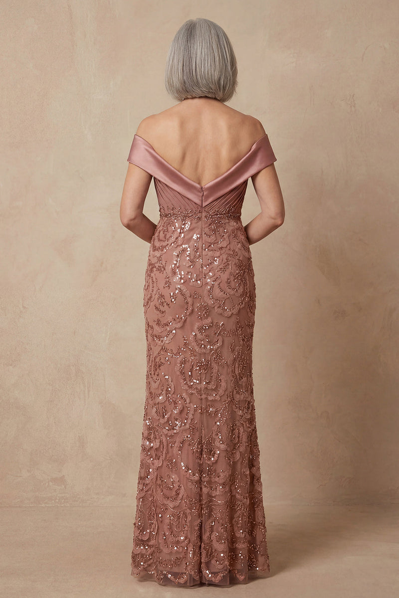 Load image into Gallery viewer, Sparkly Desert Rose Mermaid Floral Beaded Long Mother of the Bride Dress