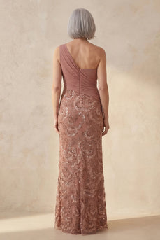 Floral Desert Rose Long Mother of the Bride Dress with Beading