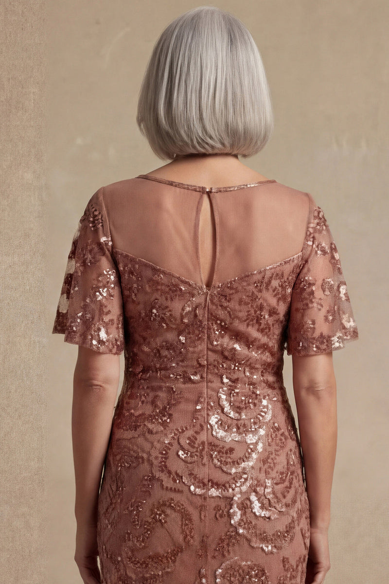 Load image into Gallery viewer, Sparkly Desert Rose Beaded Boat Neck Floral Mother of the Bride Dress