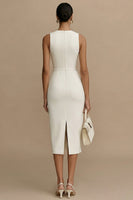 Load image into Gallery viewer, Simple White Bodycon Midi Keyhole Graduation Dress