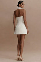 Load image into Gallery viewer, White Short Halter A Line Graduation Dress with Ruffles
