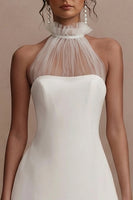 Load image into Gallery viewer, White Short Halter A Line Graduation Dress with Ruffles