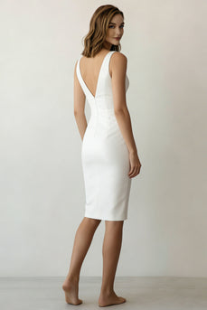 White Bodycon V Neck Short Graduation Dress