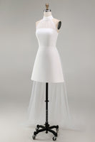 Load image into Gallery viewer, White A Line Short Engagement Dress with Cape