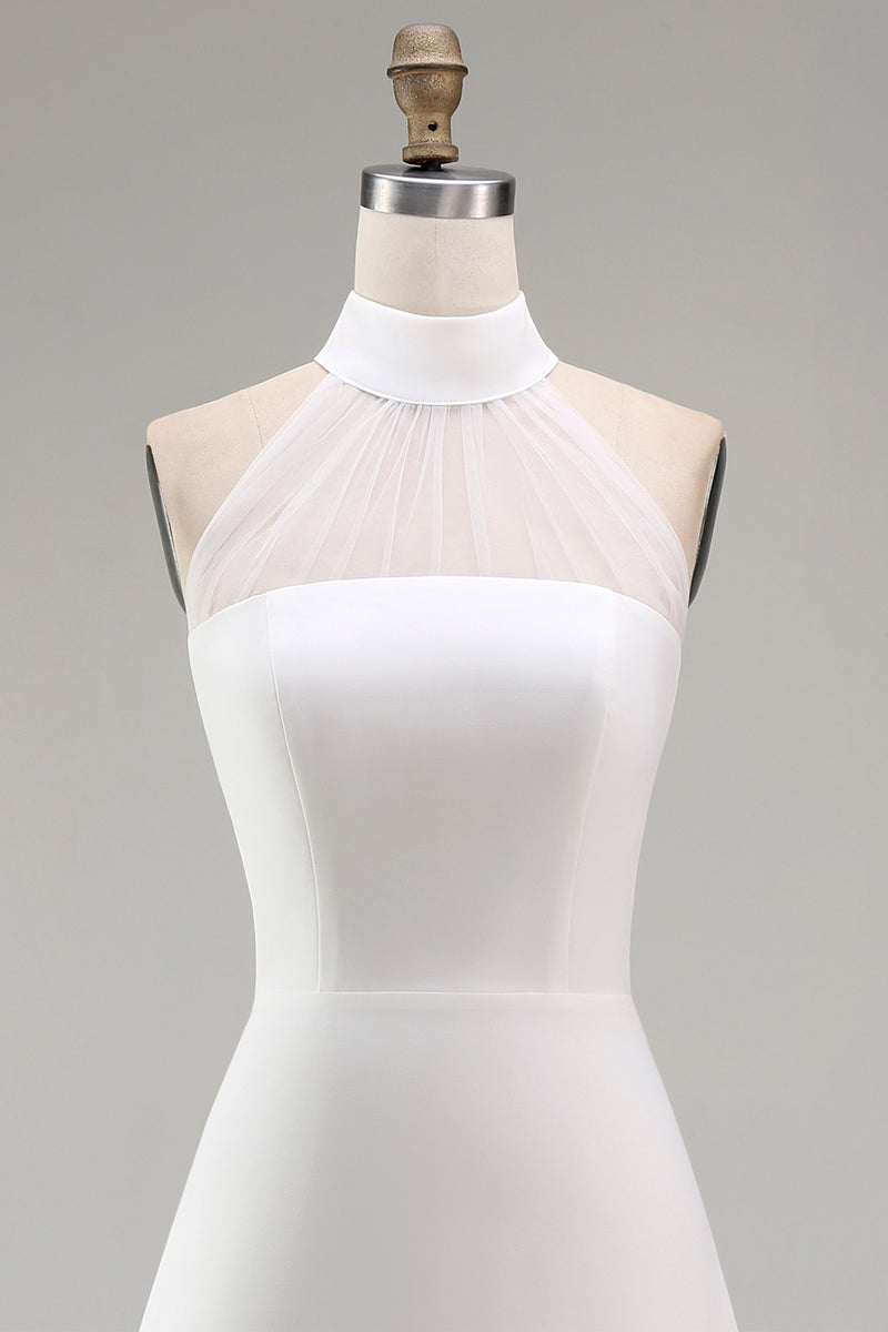 Load image into Gallery viewer, White A Line Short Engagement Dress with Cape
