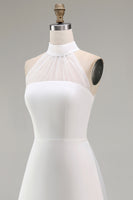 Load image into Gallery viewer, White A Line Short Engagement Dress with Cape