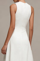 Load image into Gallery viewer, White Asymmetrical Round Neck A Line Engagement Dress with Ruffles