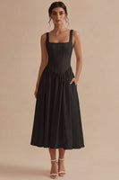 Load image into Gallery viewer, White Basque Waist Corset Square Neck Midi Engagement Dress