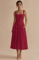 Load image into Gallery viewer, White Basque Waist Corset Square Neck Midi Engagement Dress