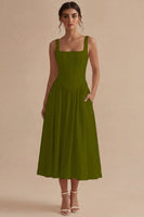 Load image into Gallery viewer, White Basque Waist Corset Square Neck Midi Engagement Dress