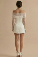 Load image into Gallery viewer, White Short Bodycon Off the Shoulder Graduation Dress