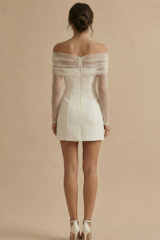 White Short Bodycon Off the Shoulder Graduation Dress