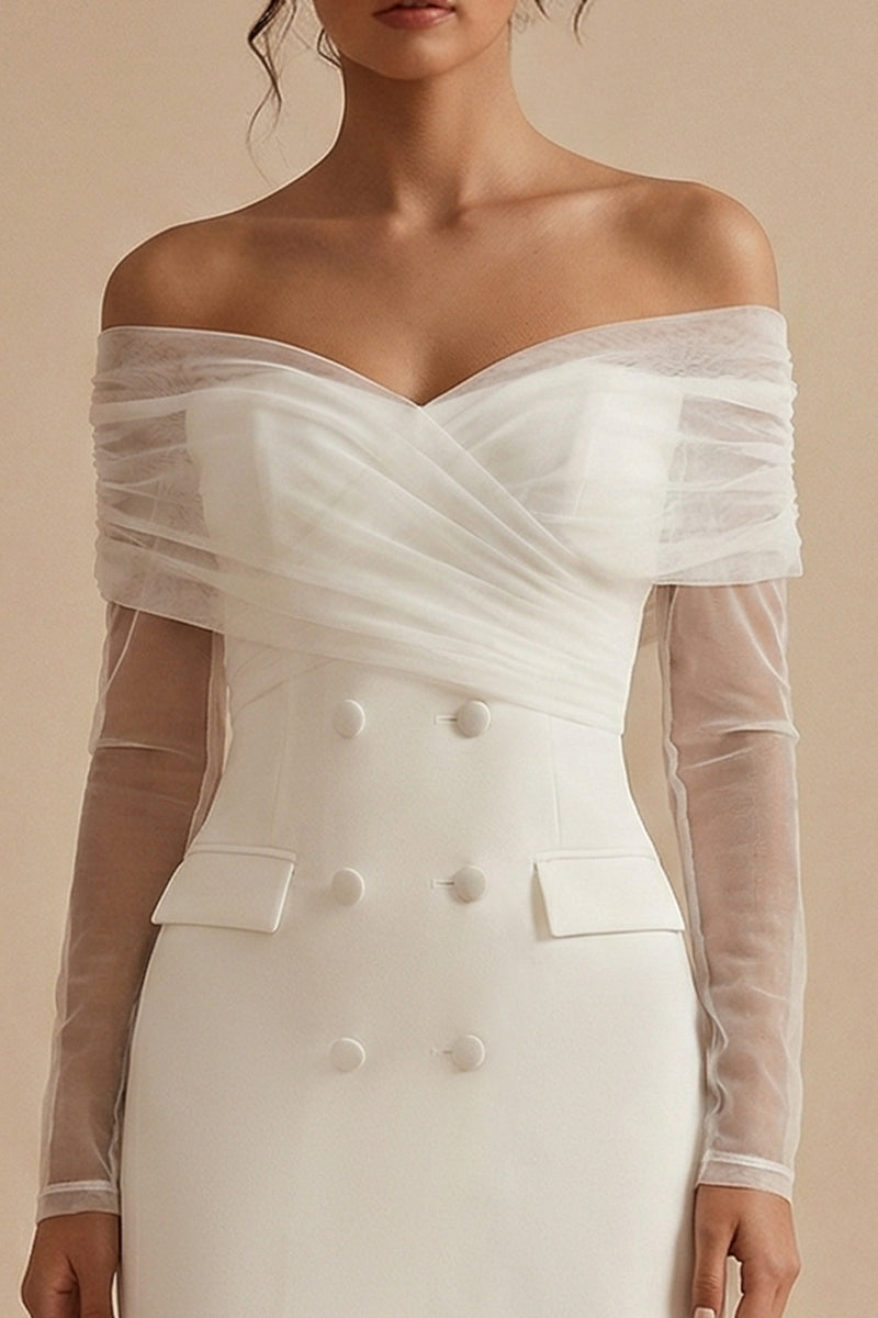 Load image into Gallery viewer, White Short Bodycon Off the Shoulder Graduation Dress