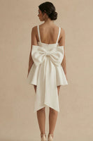 Load image into Gallery viewer, White Short A Line Square Neck Graduation Dress with Bow