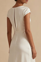 Load image into Gallery viewer, White Sheath Long Cowl Neck Engagement Dress with Slit