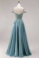 Load image into Gallery viewer, Agave A Line Corset Floral Appliqued Long Prom Dress